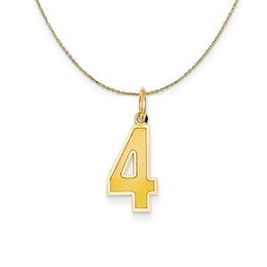 14k Yellow Gold, Jersey, Med Number 4 Necklace - 16 Inch